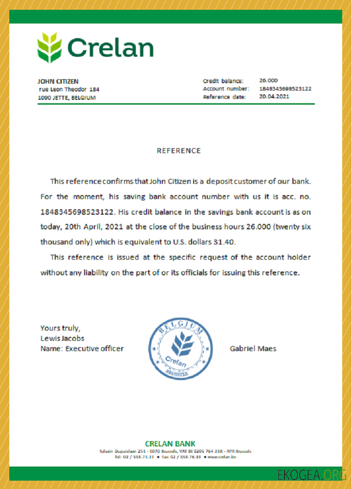 Belgique , Crelan , reference